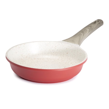 Tasty 8" Multilayer Non-Stick Cast Aluminum Fry Pan, Smart Heat Base for Efficient Cooking, Red