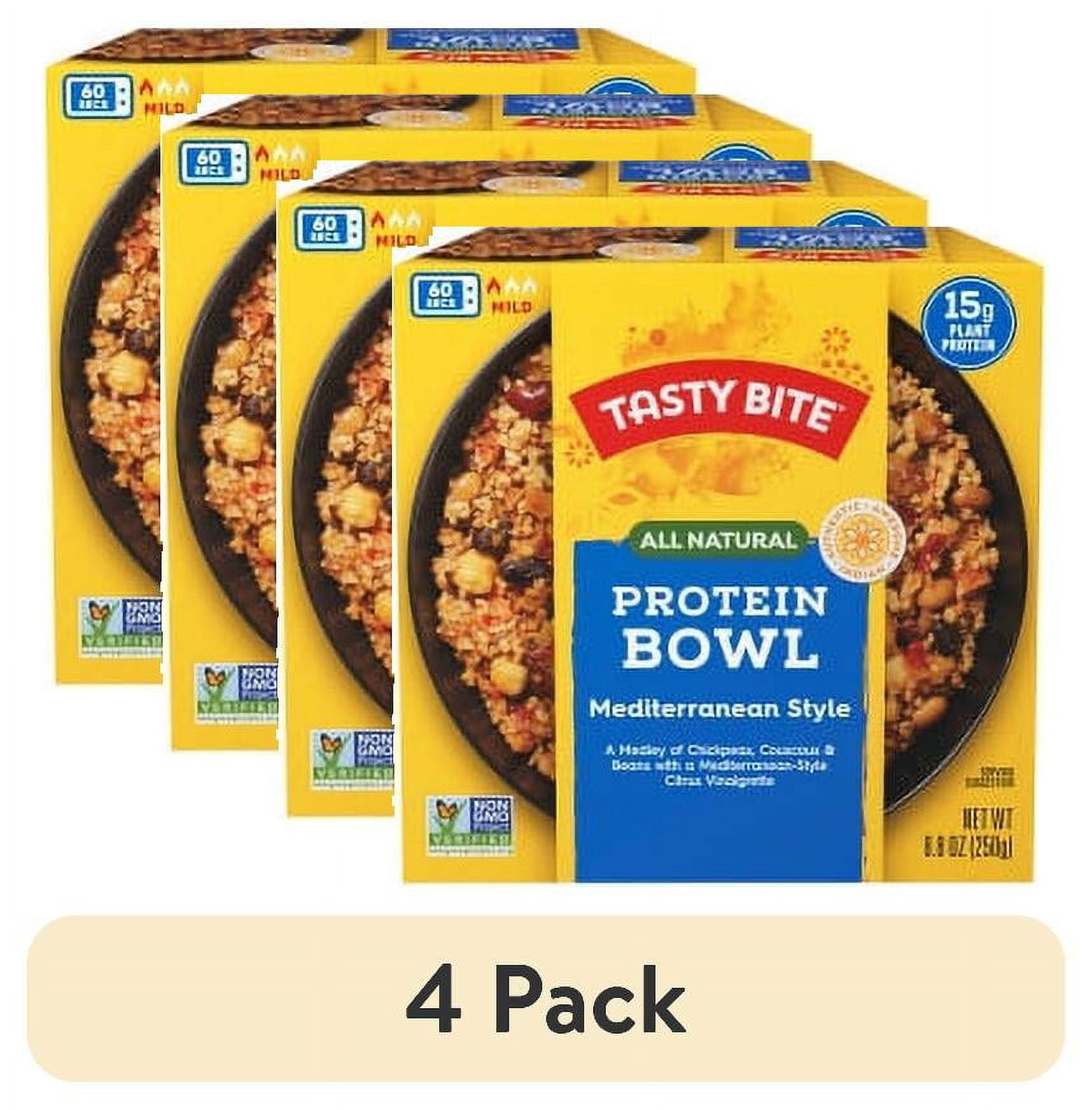(4 pack) Tasty Bite All Natural Mediterranean Plant Based Protein Bowl, ShelfStable, 8.8 oz