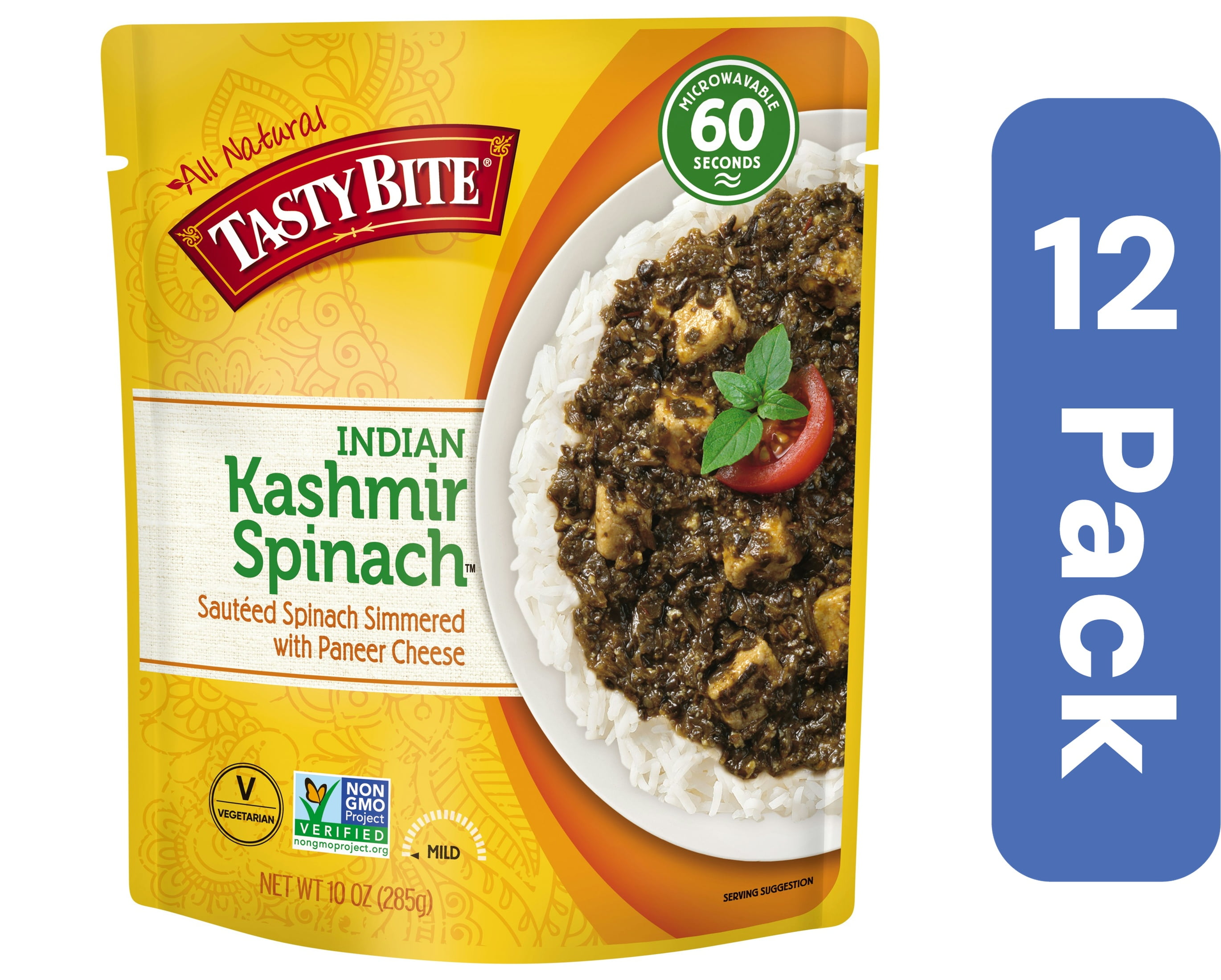 Tasty Bite Entree Spinach Paneer 10 oz (Pack Of 12)