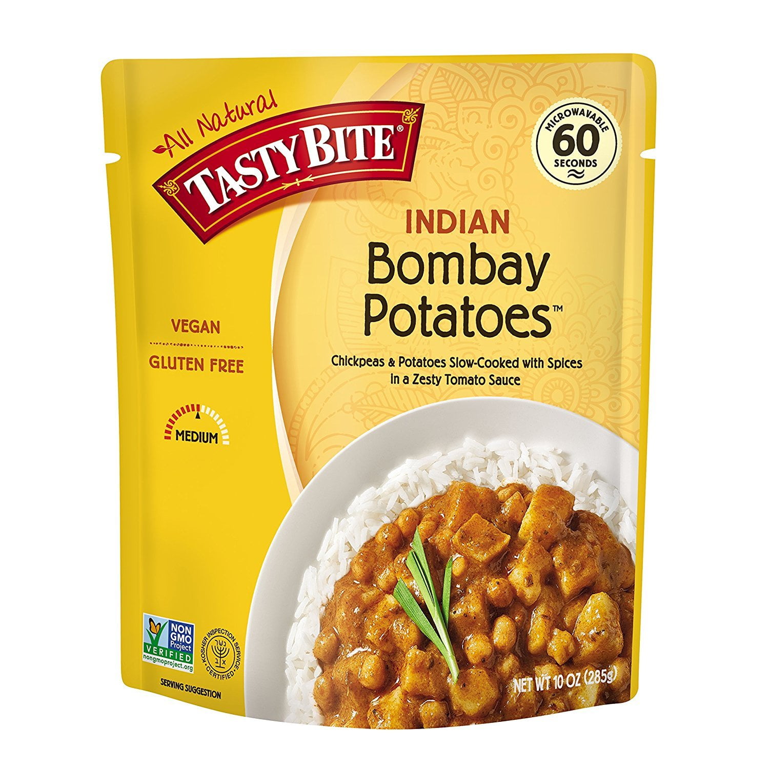 Tasty Bite Indian Bombay Potatoes, Microwaveable KKS1&nbsp;Ready to Eat Entrée, 10 Ounce (Pack of 6)