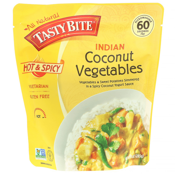 Tasty Bite Organic Gluten Free Vegan All Natural Indian Coconut Vegetable Entre Pouch, 10 oz [Pack of 6]