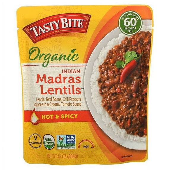 Tasty Bite, Organic Indian Madras Lentils, Hot & Spicy, 10 oz Pack of 2