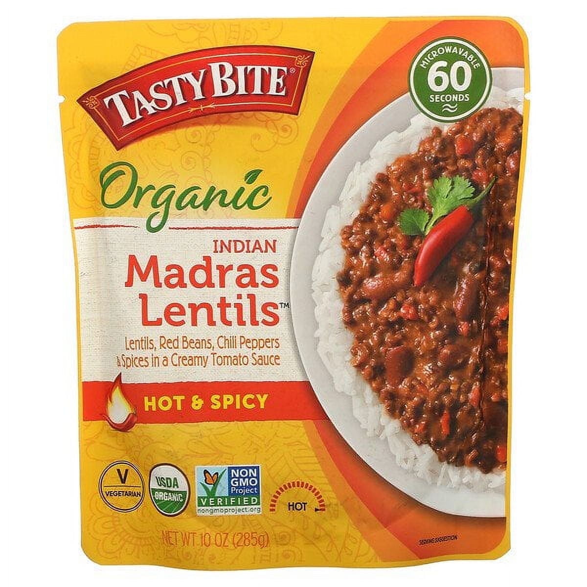 Tasty Bite, Organic Indian Madras Lentils, Hot & Spicy, 10 oz Pack of 4