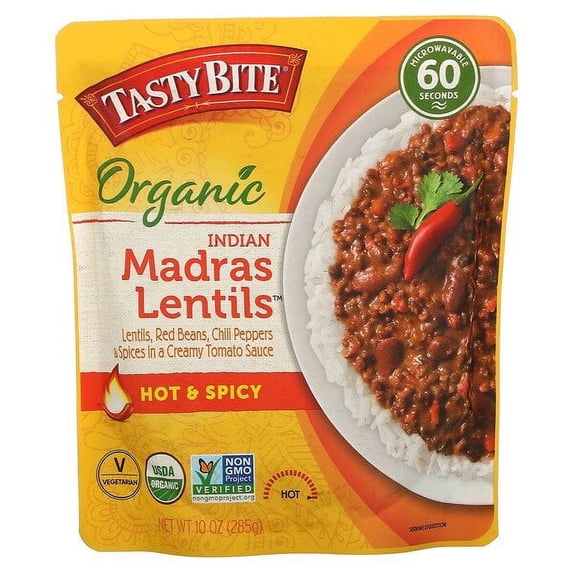 Tasty Bite, Organic Indian Madras Lentils, Hot & Spicy, 10 oz