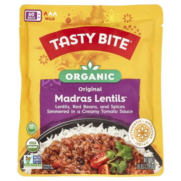 Tasty Bite, Organic Indian Madras Lentils, Original, Mild, 10 oz Pack of 4