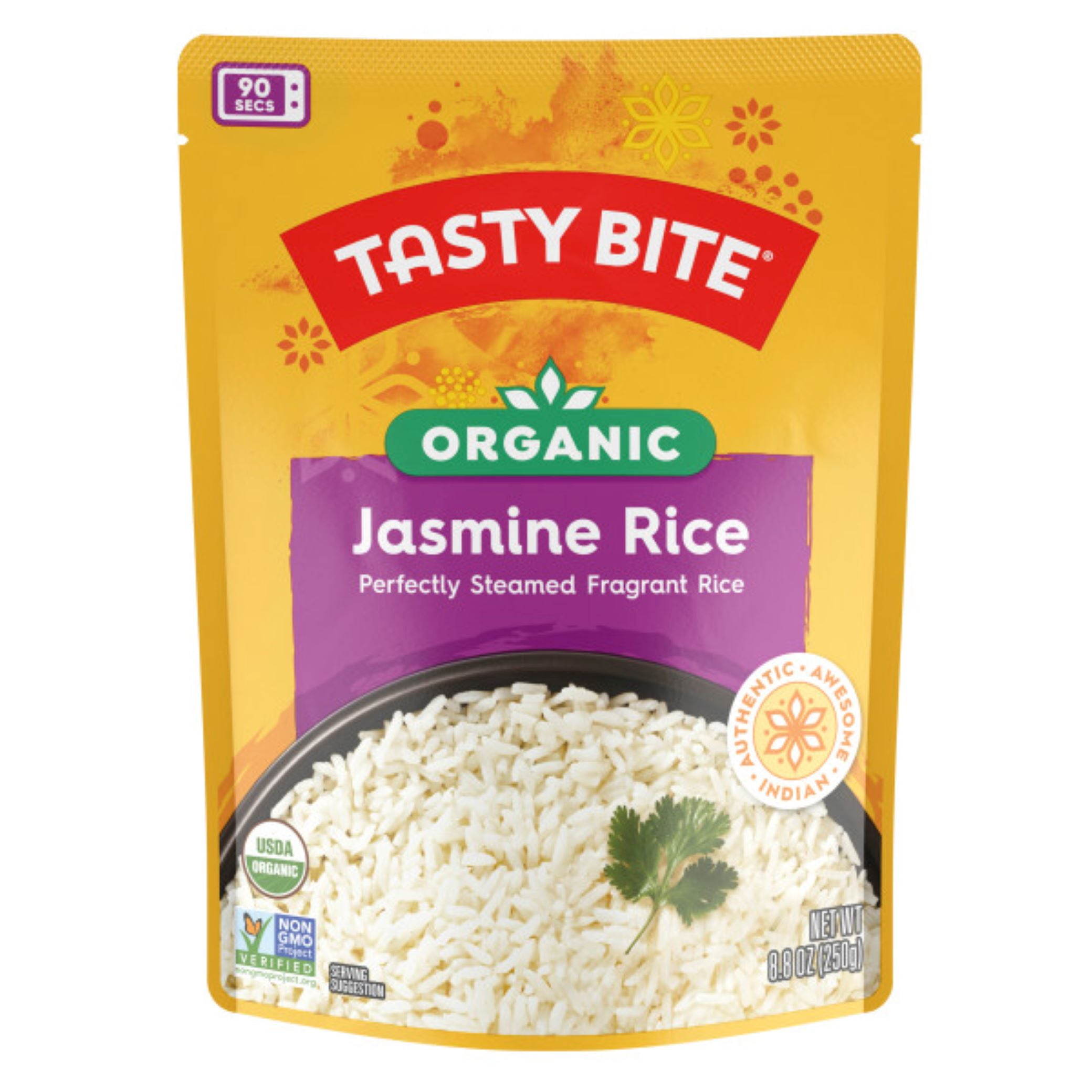 Tasty Bite Organic Jasmine Rice, Ready to Eat, Microwavable, Vegan Shelf-Stable, 8.8 oz