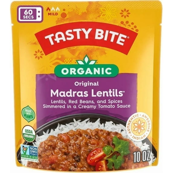Tasty Bite Organic Madras Lentils - Original (Ready-to-Eat) 10 oz box Pack of 2