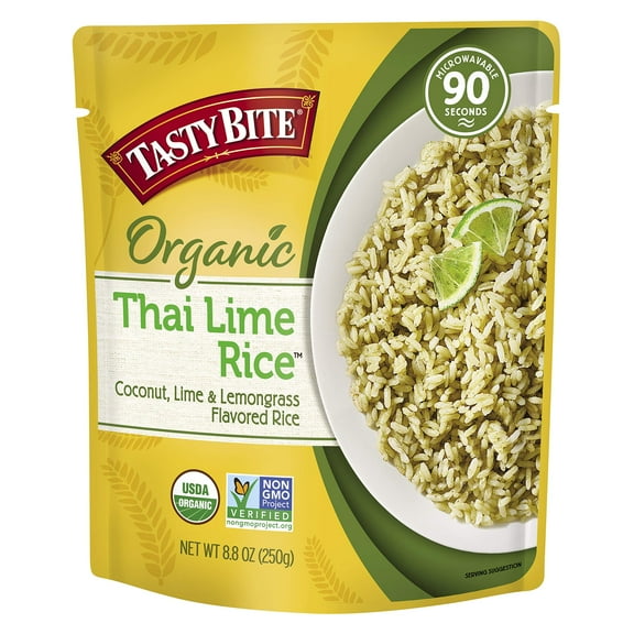 Tasty Bite Organic Thai Lime Rice, 8.8 Ounce, Pack of 6, Ready to Eat, Microwavable, Vegan, Gluten-Free