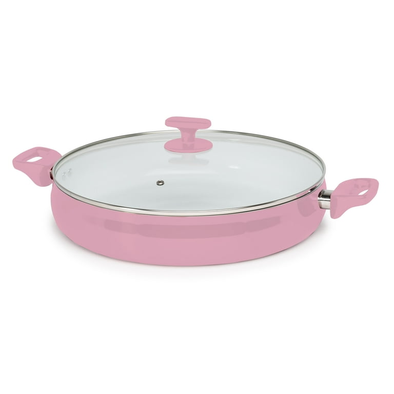 Tasty Ceramic Titanium-Reinforced Cookware Set, Pink, 16 Piece