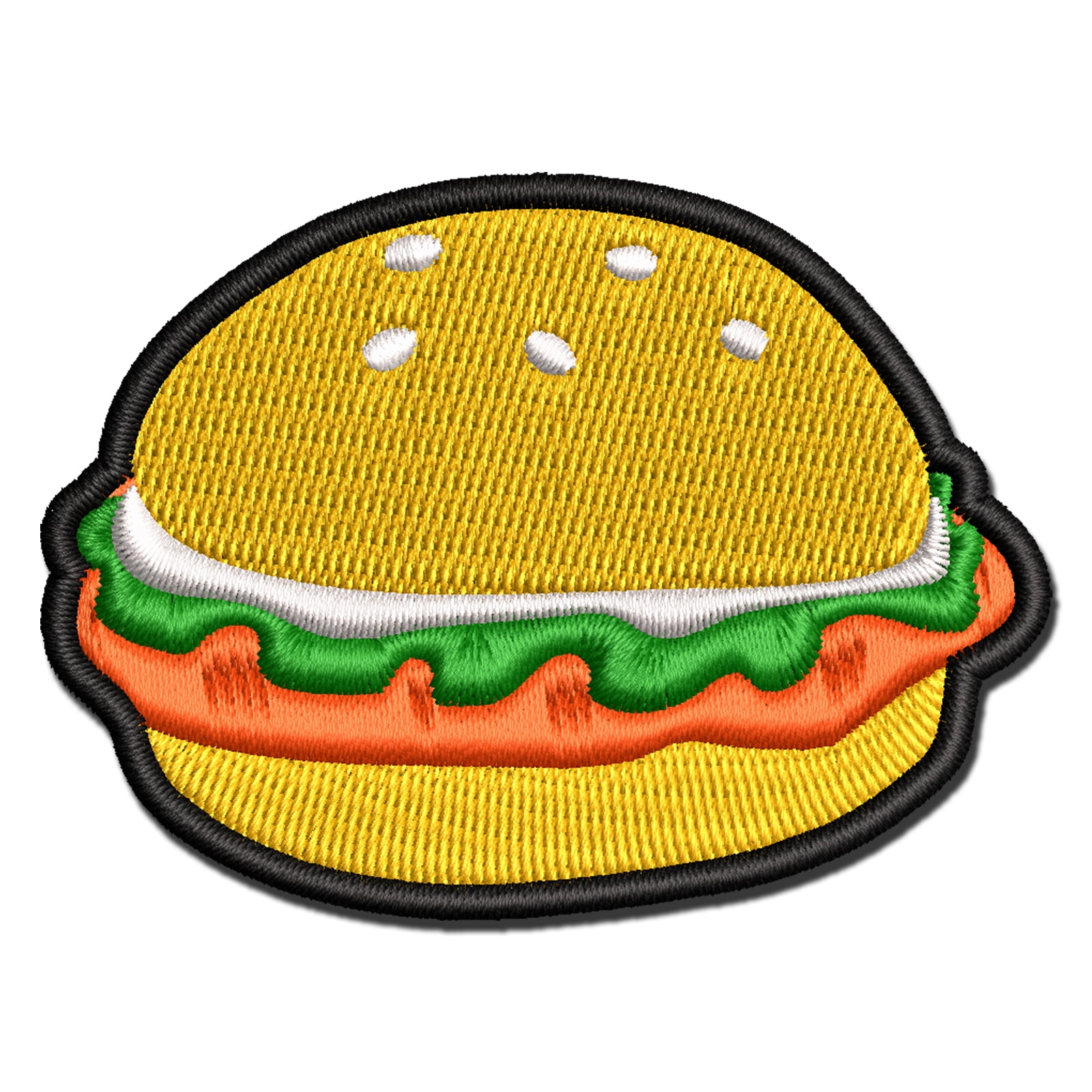 Tasty Chicken Sandwich Burger Fast Food Applique Multi-Color Embroidered Iron-On Patch - 3.5 Inch Large