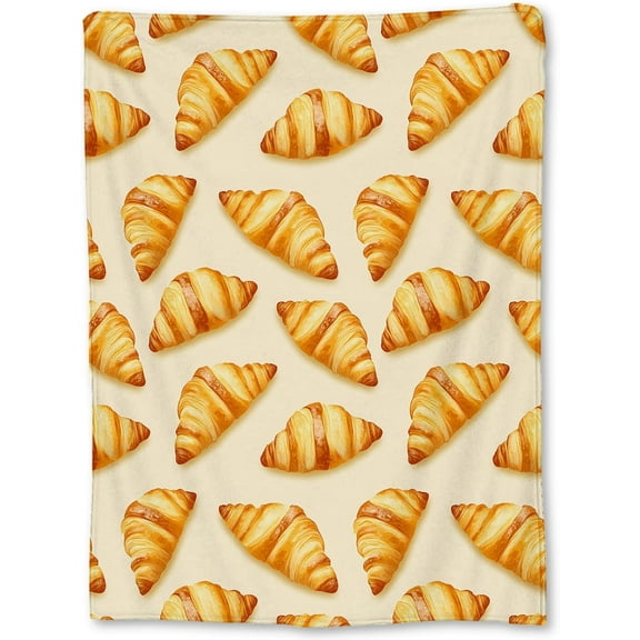 Tasty Croissant Blanket, Soft Flannel Throw Blanket for Couch, Bed, Travel, Living Room Home Decor, Cozy Lightweight Fuzzy Warm Blankets for Adults Women Men 60×50 in