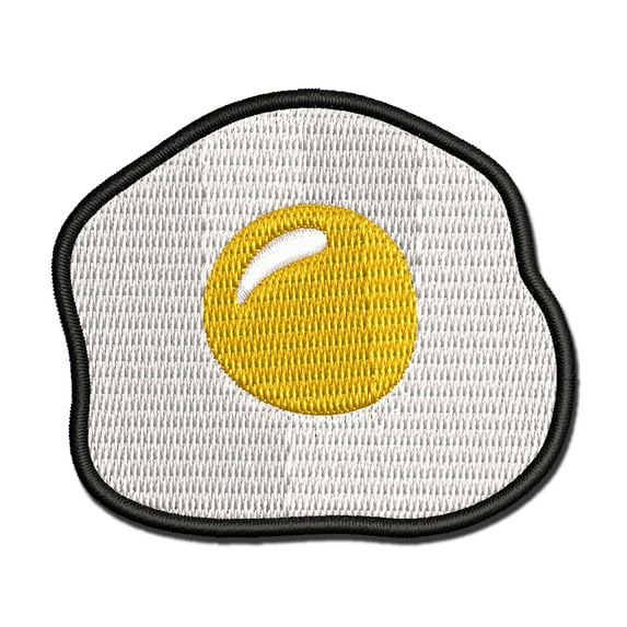 Tasty Fried Egg Breakfast Food Applique Multi-Color Embroidered Hook & Loop Patch - 2.5 Inch Small