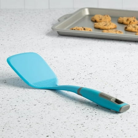 Tasty Heat Resistant Nylon Solid Turner Spatula, 3.75", Tasty Blue