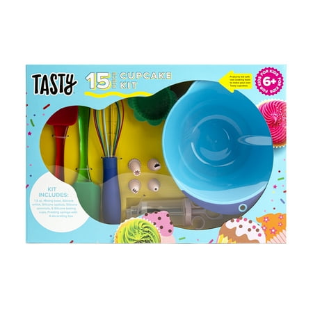 Tasty Kits Cupcake Gadget Set, Includes Kid-Safe Real Baking Tools and Reusable Silicone Baking Cups, Multi-color, 15 Piece