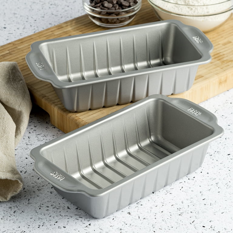 Tasty Large Carbon Steel Loaf Pans with Guidelines for Even Slices, 9 x  5, 2 Pack