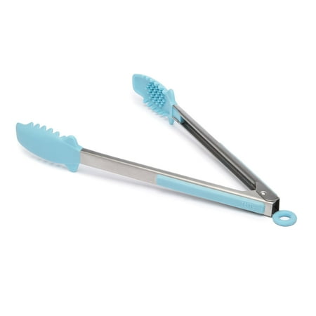 Tasty MIGHTY Stainless Steel Kitchen Tongs, Silicone Tips and Steel Reinforced Teeth, Tasty Blue
