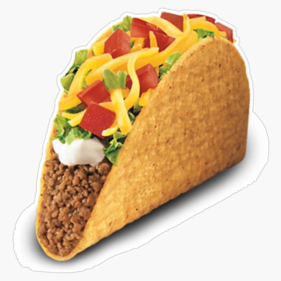 Tasty Mexican Taco Shell Ground Beef Crunchy Hard Shell Fast Food Diner Decal For Water Bottle Sticker