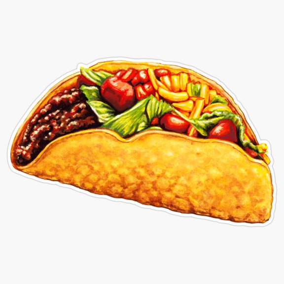 Tasty Mexican Taco Shell Ground Beef Lettuce Cheese Fast Food Diner Graphic Decal For Water Bottle Sticker