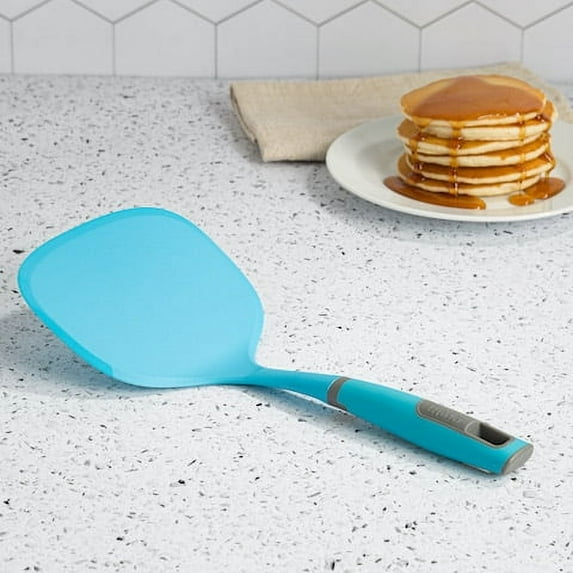 Tasty Nylon Heat Resistant Jumbo Spatula Turner, 6.25" Wide, Tasty Blue