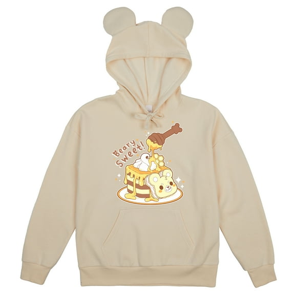 Tasty Peach Beary Sweet Women's Tofu Long Sleeve Hooded Sweatshirt - Small