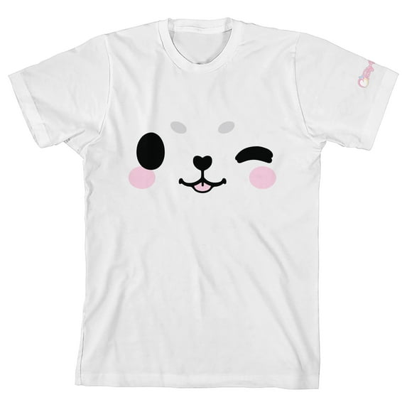 Tasty Peach Big Seal Face Crew Neck Short Sleeve Youth Girl's White T-shirt-XS