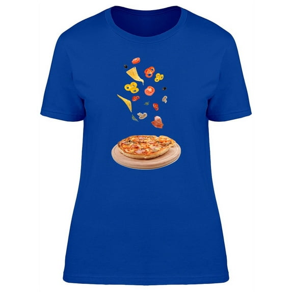 Tasty Pizza Ingredients Falling T-Shirt Women -Image by Shutterstock, Female XX-Large