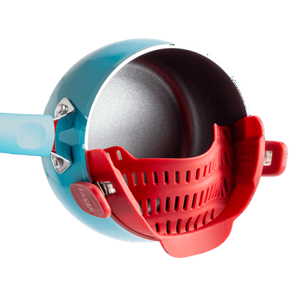 Tasty Silicone Clip-on Strainer, Universal Adjustable Snap-on Colander Fits Most Pots, Red