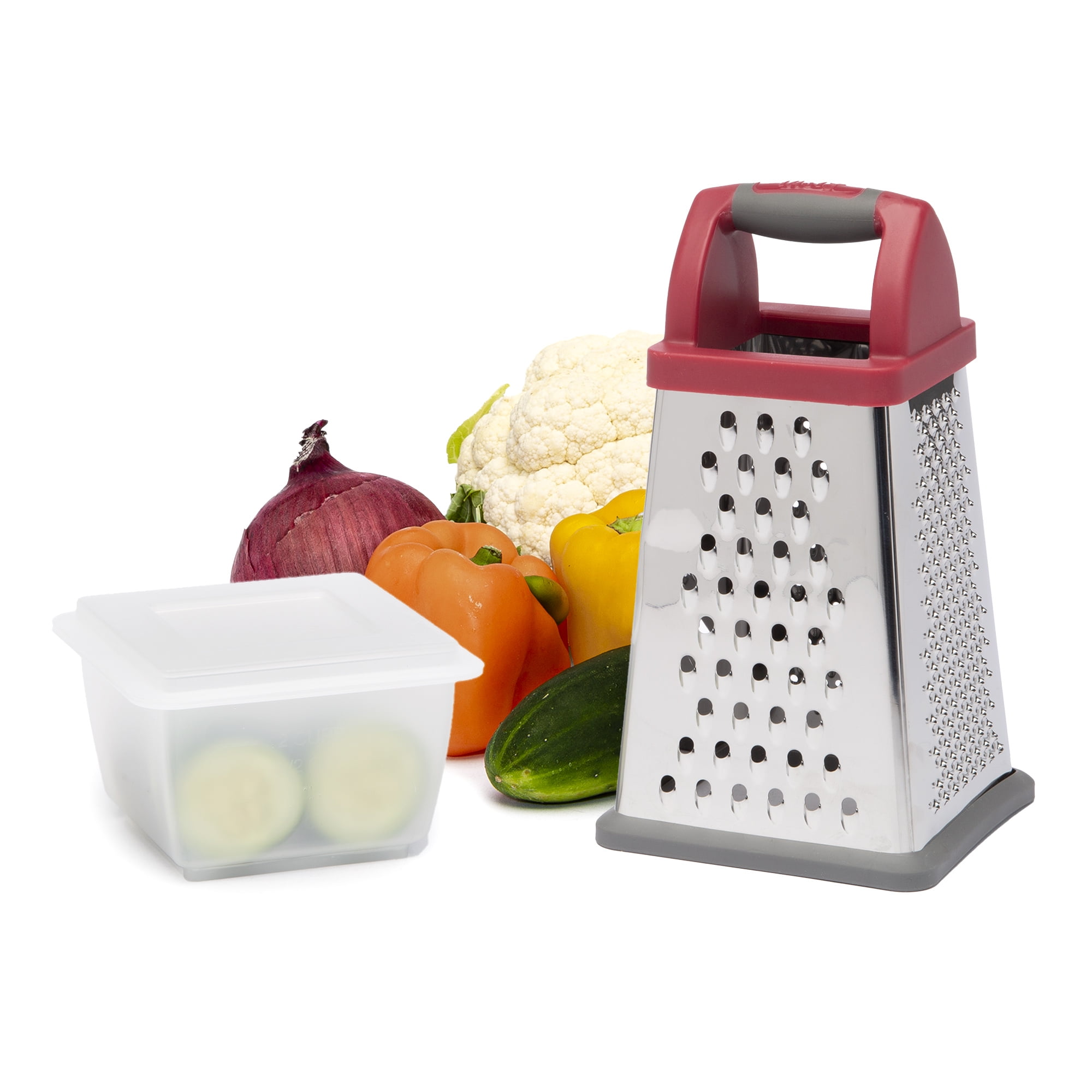 Cuisinart Box Grater with 2 Storage Containers - Red