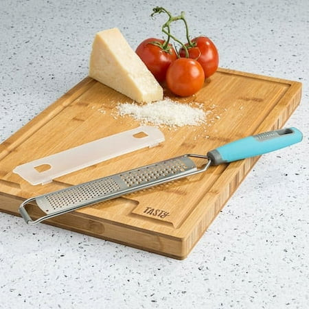 Tasty Stainless Steel Handheld Zester Grater with Blade Guard, Tasty Blue