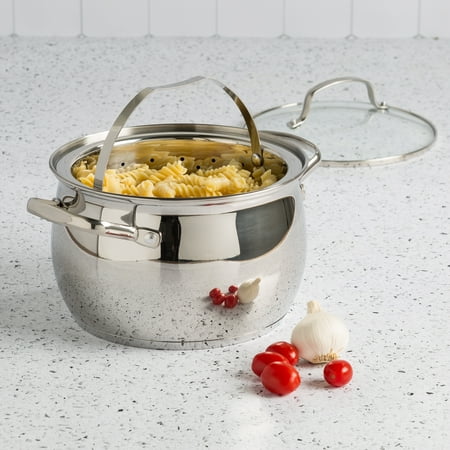 Tasty Stainless Steel Multipurpose Pot with Glass Lid, 4 Quarts