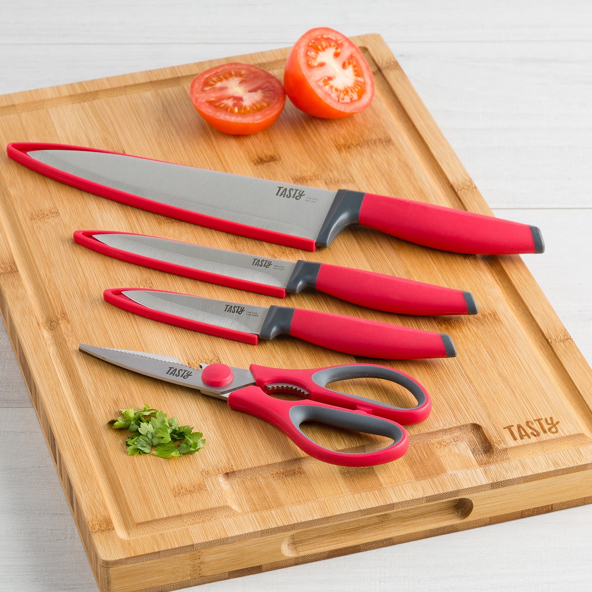 Tasty Stainless Steel 4 Piece Knife set with Shears Kitchen Knives