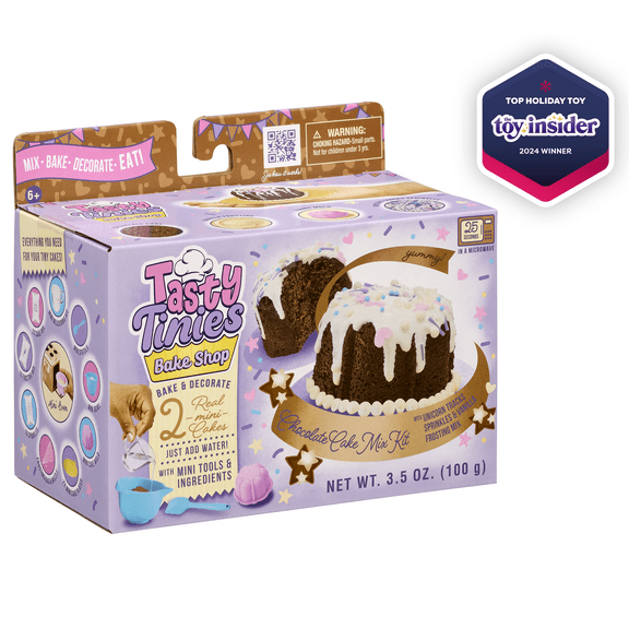 Tasty Tinies Bake Shop- Mini Baking Set with Chocolate Cake, White Vanilla Frosting, Unicorn Sprinkles