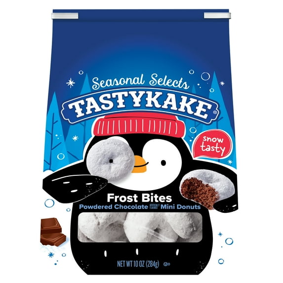 Tastykake Black & White Mini Donuts, Chocolate Flavored Powered Donuts, 10 oz Bag