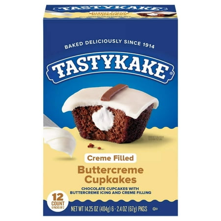 Tastykake Buttercreme Cupkakes, 12 Count Snack Cakes, 6 Packs of 2 Cupcakes