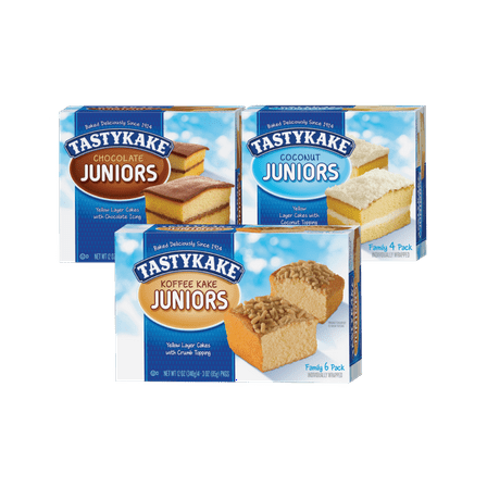 Tastykake Chocolate, Coconut and Koffee Kake Juniors Family Size Variety Pack- A Philadelphia Baking Institution (Variety, 3 Pack)