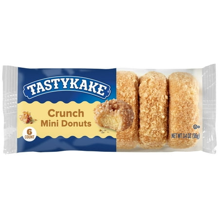 Tastykake Crunch Mini Donuts, 6 Portable Coconut Crunch Topped Donuts