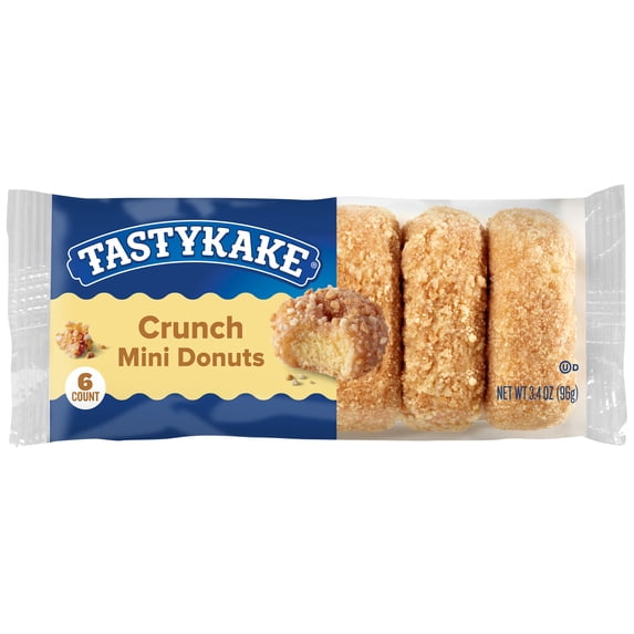 Tastykake Crunch Mini Donuts, 6 Portable Coconut Crunch Topped Donuts