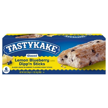 Tastykake Glazed Lemon Blueberry Dipp'n Sticks, 10 oz (6 Count), Shelf-Stable