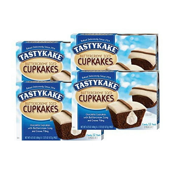 Tastykake Buttercreme Iced Cupkakes Family Pack and 1 Door2Door Connection Pen - (Buttercreme Iced , 4 Boxes)