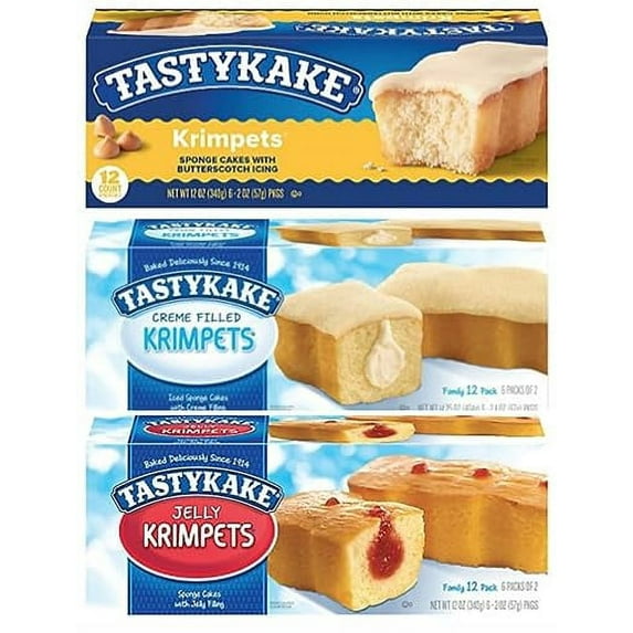 Tastykake Krimpets Variety Pack - Butterscotch, Jelly, Creme Filled - 3 Boxes