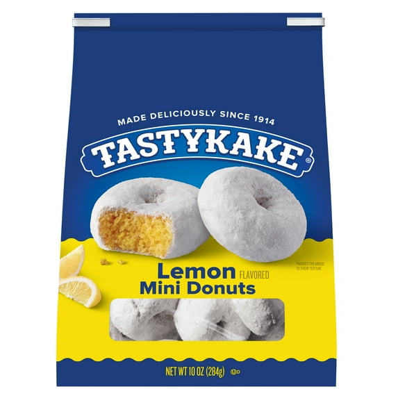Tastykake Lemon Mini Donuts, Lemon Flavored Powered Donuts, 10 oz Bag, Shelf-Stable