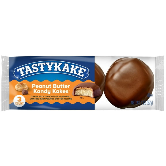 Tastykake Peanut Butter Kandy Kakes, Peanut Butter-filled Cakes Covered in Chocolate, 2 oz, 3 Count