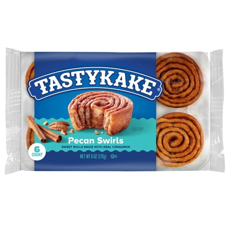 Tastykake Pecan Swirls, 6 Cinnamon and Pecan Baked Pastry Rolls, Cinnamon Rolls