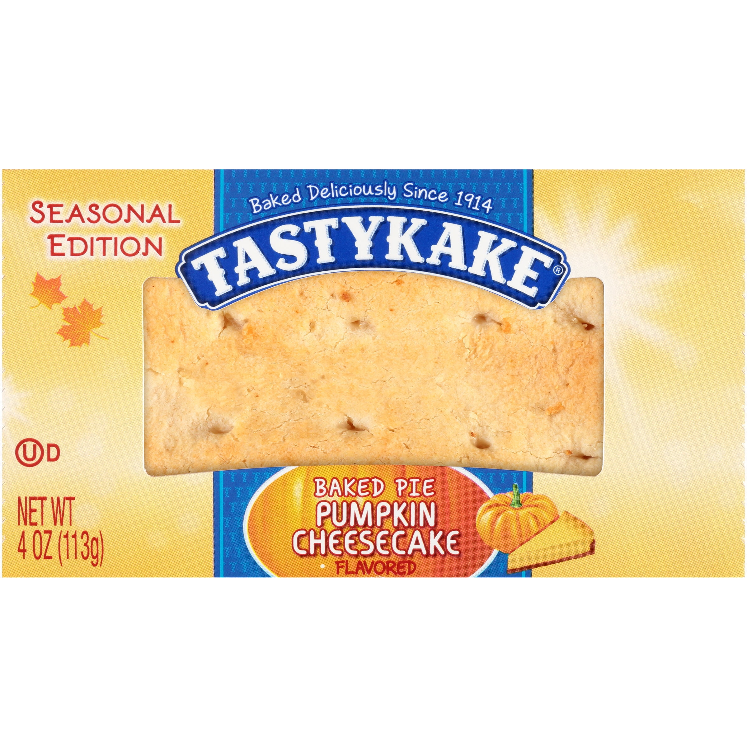 Tastykake Pumpkin Cheesecake Flavored Baked Pie, Soft Baked Pie Crust, Shelf-Stable, 4 oz