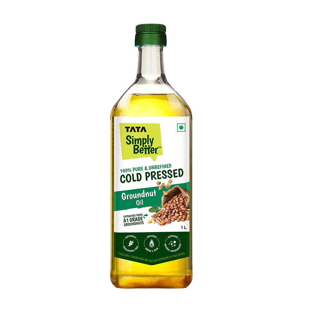 Tata Simply Better Pure And Unrefined Cold Pressed Groundnut Oil, Naturally Cholesterol Free