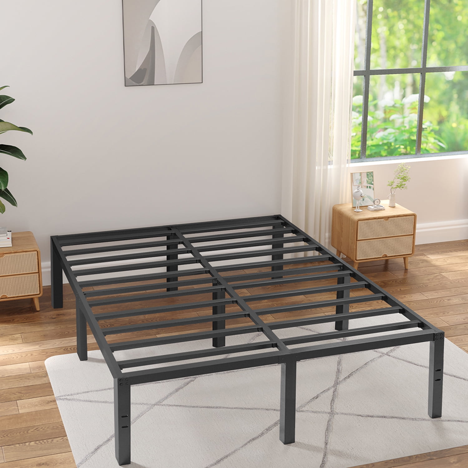 Tatago 18 Inch H Heavy Duty Full Metal Bed Frame 3500 lbs