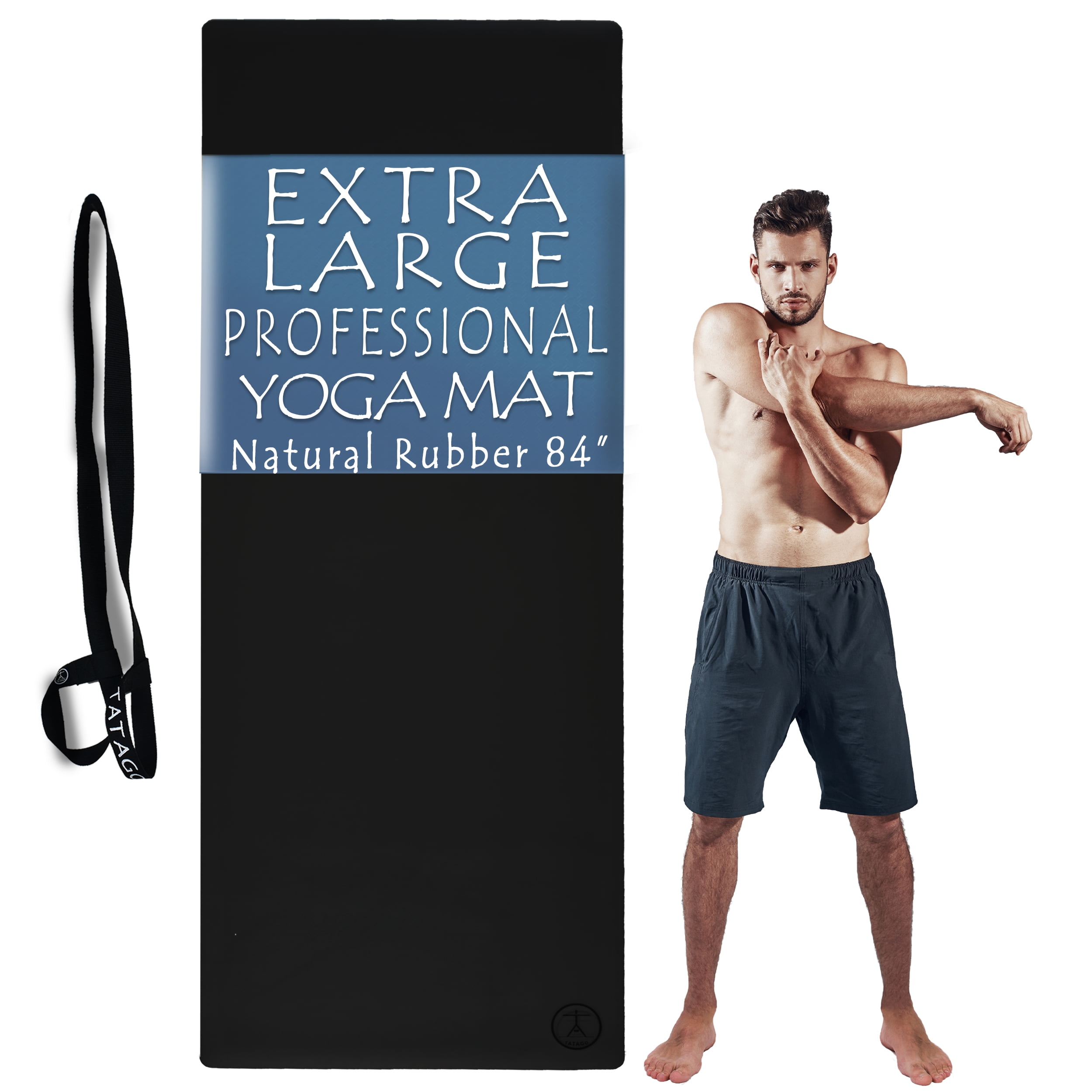 Tatago Extra Large Yoga Mat for Home Workout-{84"x30"}-Natural Rubber Non Slip Long & Wide XL Hot Yoga Mat for Men & Women. Wonderful Large Exercise Mat for Kids too!