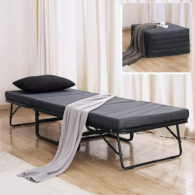 Tatago Ottoman Folding Bed with Steel Mesh Wire Lattice Base, 78" x 30"