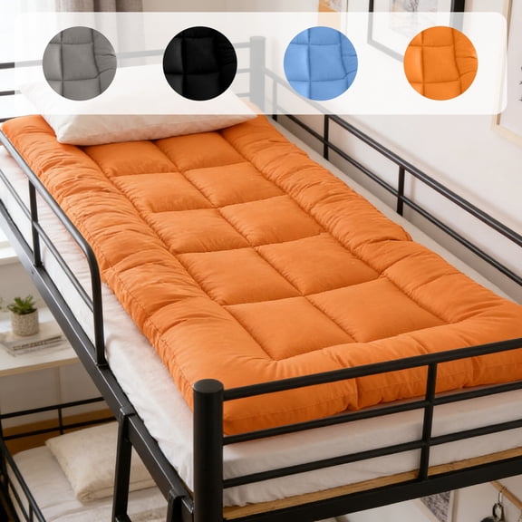 Tatami 3D Thickened Fiber Mattress, Breathable 3D Fiber Filling Soft Washable Sanding Surface Padded Mattress, Anti Slip Bottom Comfortable Mat for Dormitory Home Single Bed Use, Black