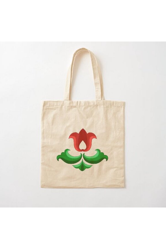 Tatar Ornament Tulip Canvas Tote Bags, Reusable Shopping Bag